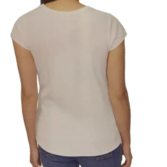 Buffalo David Bitton Women’s Crew Neck Rib Tee, White, Size L - Picture 2 of 2